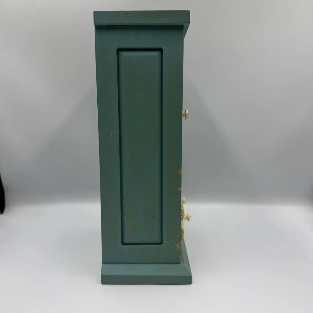 Pfaltzgraff Pistoulet Wooden Bulova Mantel Clock Blue Farmhouse Vintage Decor